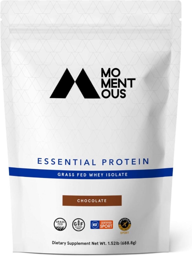 Chocolate grass-fed whey protein isolate bag.